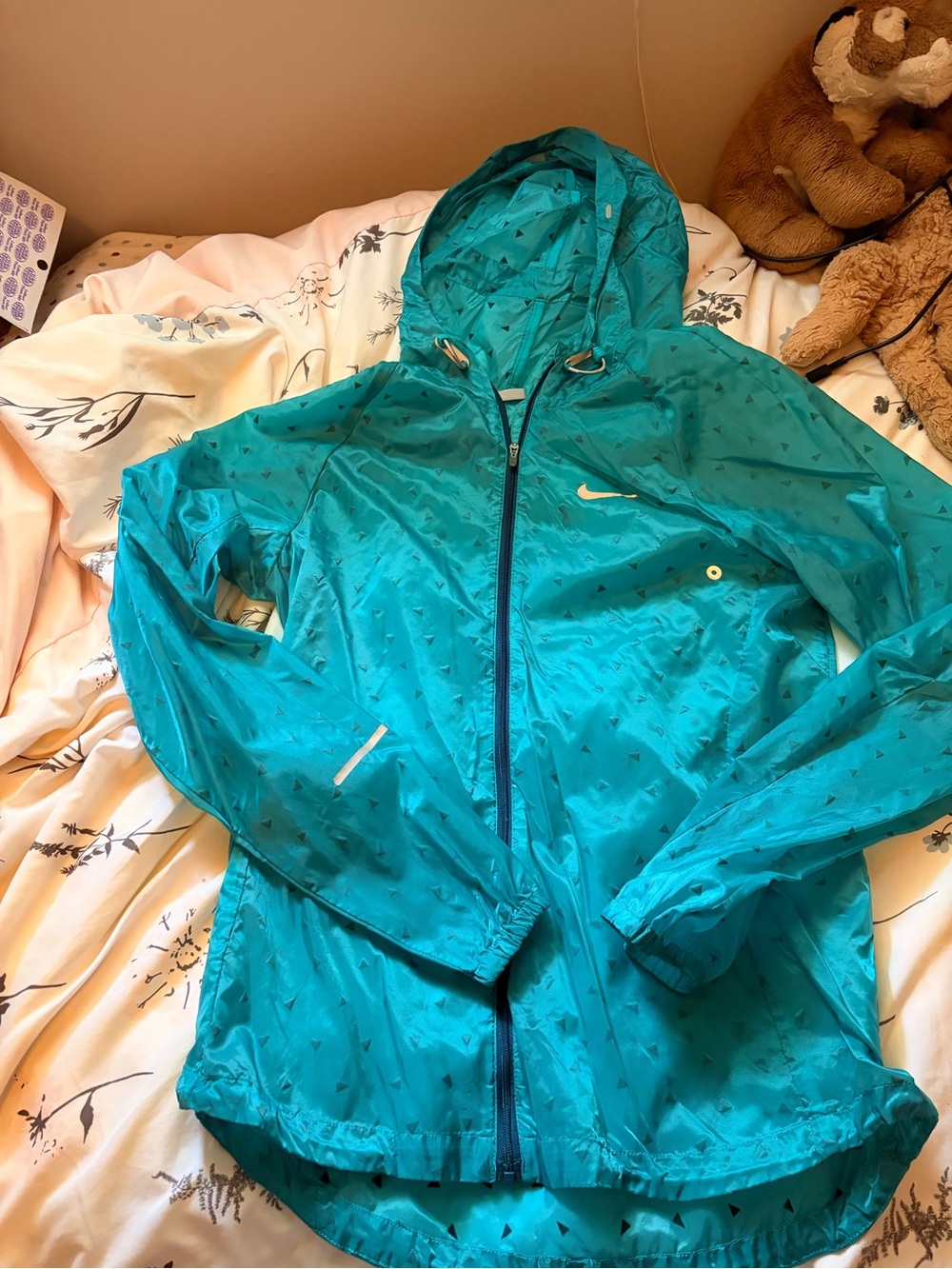 Nike Women’s Teal Hooded Lightweight Windbreaker Jacket